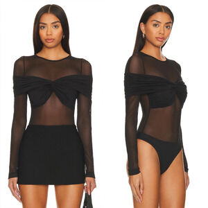 Misha Nerida Mesh Bodysuit Black